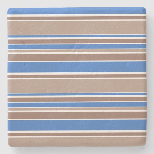 Dessous-de-verre En Pierre Bandes Brown et bleues (Devant)