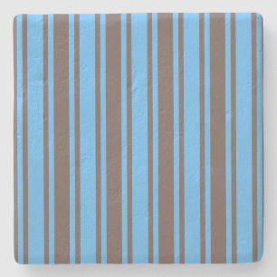 Dessous-de-verre En Pierre Bandes de bonbons Brown et bleues