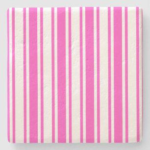 Dessous-de-verre En Pierre Bandes de bonbons roses et blancs chauds