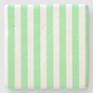 Dessous-de-verre En Pierre Bandes de bonbons vertes et blanches