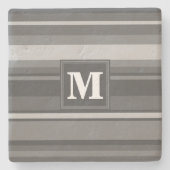 Dessous-de-verre En Pierre Bandes gris monogramme (Devant)