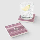 Dessous-de-verre En Pierre Bandes mauve monogrammes (Côté)