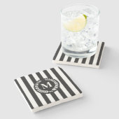 Dessous-de-verre En Pierre Bandes noires et blanches (Côté)