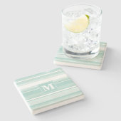 Dessous-de-verre En Pierre Bandes vertes de menthe monogramme (Côté)