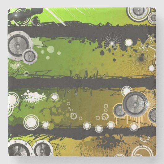 Dessous-de-verre En Pierre Bannière grunge de musique de style (Devant)