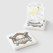 Dessous-de-verre En Pierre Baseball couleur personnalisé (Côté)