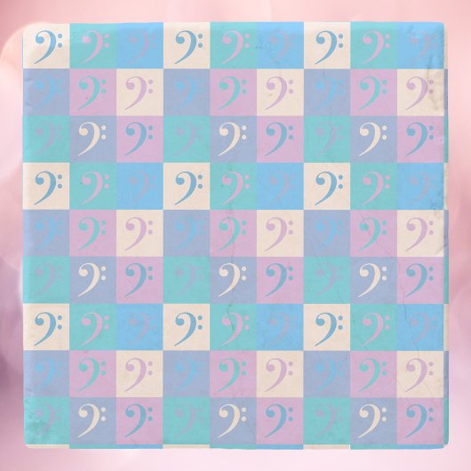 Dessous-de-verre En Pierre Bass Clef Music Motif Pastel