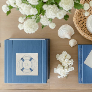 Dessous-de-verre En Pierre Bateau à voile Cercle Monogramme