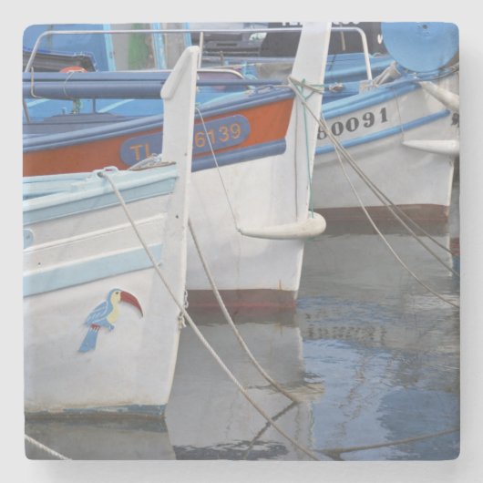 Dessous-de-verre En Pierre Bateaux de pêche typiquement provençaux peints en (Devant)