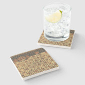 Dessous-de-verre En Pierre Batik Earthy Coffee Bean Élégant Rustique robuste (Côté)