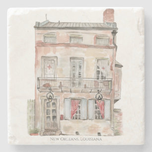 Dessous-de-verre En Pierre Bâtiment Historique Nouvelle-Orléans Aquarelle