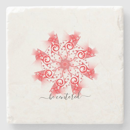 Dessous-de-verre En Pierre Be centered red mandala fractal (Devant)