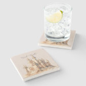 Dessous-de-verre En Pierre Beach Cream Sand Castle (Côté)