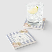 Dessous-de-verre En Pierre Beach House Blue Stripes Côte Boho Ferme (Côté)