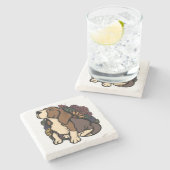 Dessous-de-verre En Pierre Beagle floral (Côté)