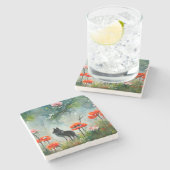 Dessous-de-verre En Pierre Beau animal sauvage à fleurs (Côté)