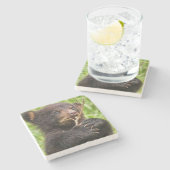 Dessous-de-verre En Pierre Beau bébé ours (Côté)