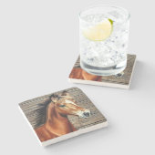 Dessous-de-verre En Pierre Beau Cheval Art (Côté)