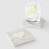 Dessous-de-verre En Pierre Beau coeur en bois rustique de texture (Côté)