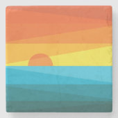 Dessous-de-verre En Pierre Beau coucher de soleil et vagues de mer (Devant)