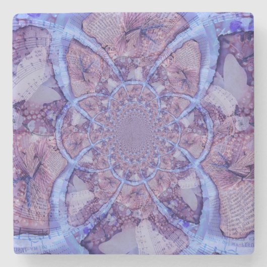 Dessous-de-verre En Pierre Beau kaléidoscope pourpre abstrait (Devant)