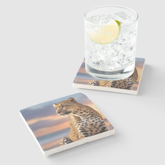 Dessous-de-verre En Pierre Beau léopard (Côté)
