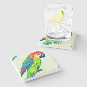 Dessous-de-verre En Pierre Beau Motif de perroquet coloré