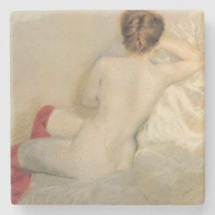 Dessous-de-verre En Pierre Beauté féminine élégante avec des Bas rouges