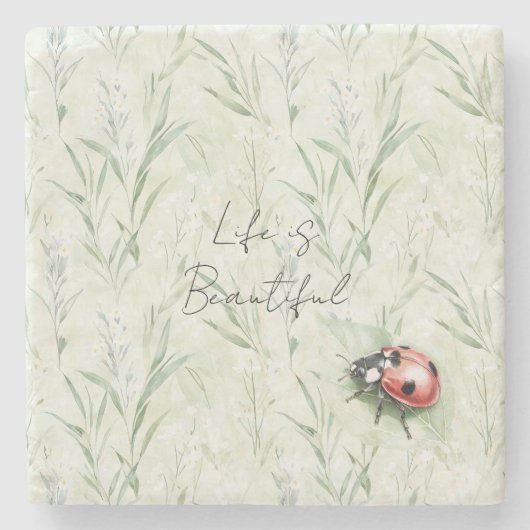 Dessous-de-verre En Pierre Beautiful Garden Ladybug (Devant)