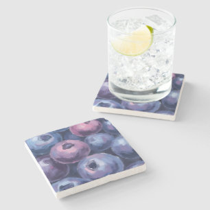 Dessous-de-verre En Pierre Beaux Bleuets Peinture de Fruits