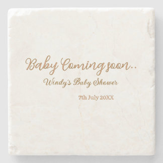 Dessous-de-verre En Pierre Bébé à venir bientôt baby shower marron rose tenda