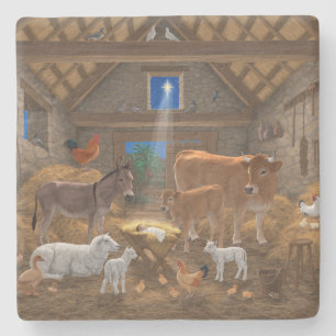 Dessous-de-verre En Pierre Bébé Jésus Crèche Sainte Nuit Noël Nativité