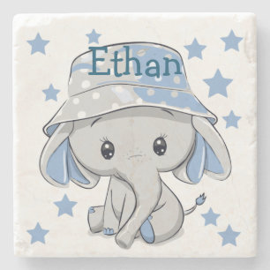 Dessous-de-verre En Pierre Bébé mignon éléphant garçon