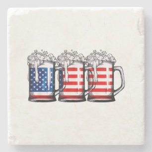 Dessous-de-verre En Pierre Beer American Flag 4 juillet Hommes Femmes Merica