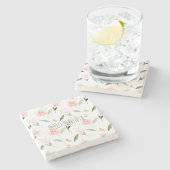 Dessous-de-verre En Pierre Belle Aquarelle Florale Rose (Côté)