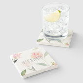 Dessous-de-verre En Pierre Belle Aquarelle Florale Rose (Côté)