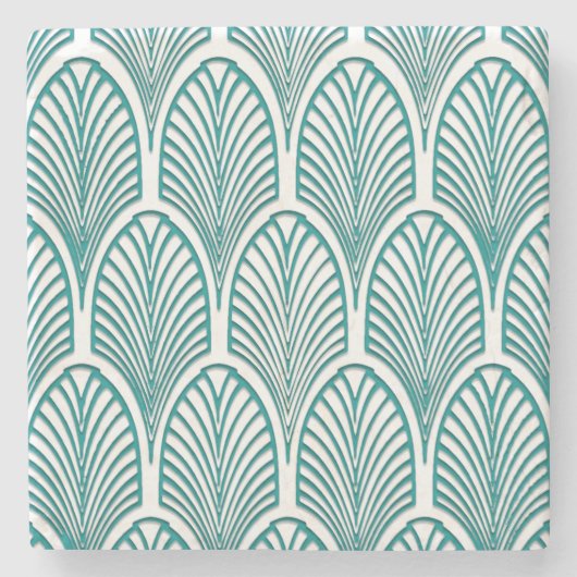 Dessous-de-verre En Pierre Belle, Art déco, nouveau, modèle, turquoise, blanc (Devant)