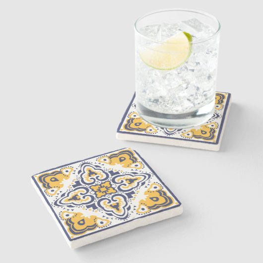 Dessous-de-verre En Pierre 💛 💙 🤍 Belle Azulejos bleu et jaune, Pierre  (Côté)