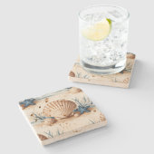 Dessous-de-verre En Pierre Belle Côte Nautique Rustique Stylisant élégant (Côté)