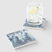 Dessous-de-verre En Pierre Belle équipe Cheval Hiver Conduite photo (Côté)