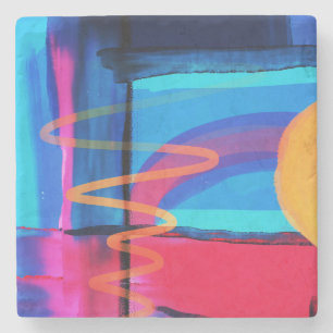 Dessous-de-verre En Pierre Belle et colorée oeuvre Abstraite