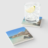 Dessous-de-verre En Pierre Belle Mer Tropicale avec Côte Rocheuse Couverte (Côté)