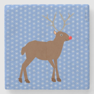 Dessous-de-verre En Pierre Belle renne de Noël avec nez rouge