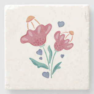 Dessous-de-verre En Pierre Belles fleurs psychédéliques