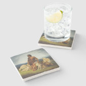 Dessous-de-verre En Pierre Berger dans un paysage rural (Côté)