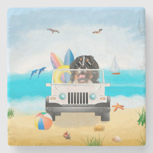 Dessous-de-verre En Pierre bernese mountain Dog Driving on Beach