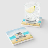 Dessous-de-verre En Pierre bernese mountain Dog Driving on Beach (Côté)