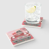 Dessous-de-verre En Pierre Bernois Mountain Driving Car avec Coeurs Valentine (Côté)