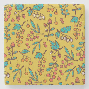 Dessous-de-verre En Pierre Berries sur branches, motif naturel sans soudure.