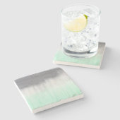 Dessous-de-verre En Pierre béton urbain, vert menthe (Côté)